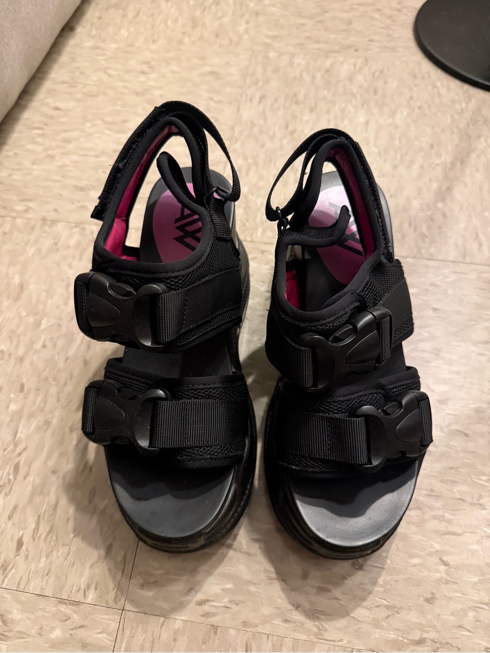 Women's Black Sport Sandals with Pink Insole Anthony Wang